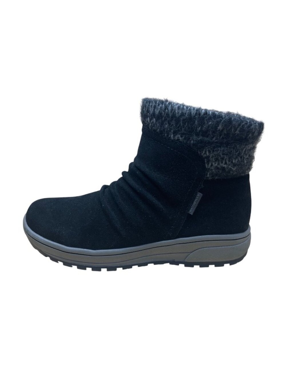 Baretraps Women’s Black Suede Knit Cuff  Waterproof Danna Ankle Boots Size 8.5M image 4